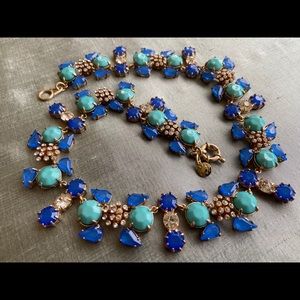 J. Crew Blue and Turquoise Crystal Statement Necklace